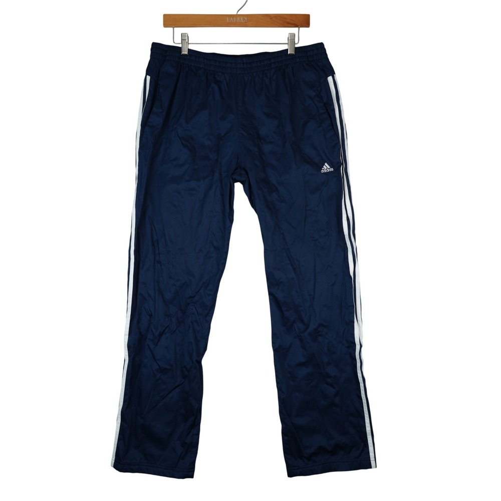 Adidas Track Pants Mens XL Navy Blue ClimaProof Climalite 3 Stripe‎ Athleisure